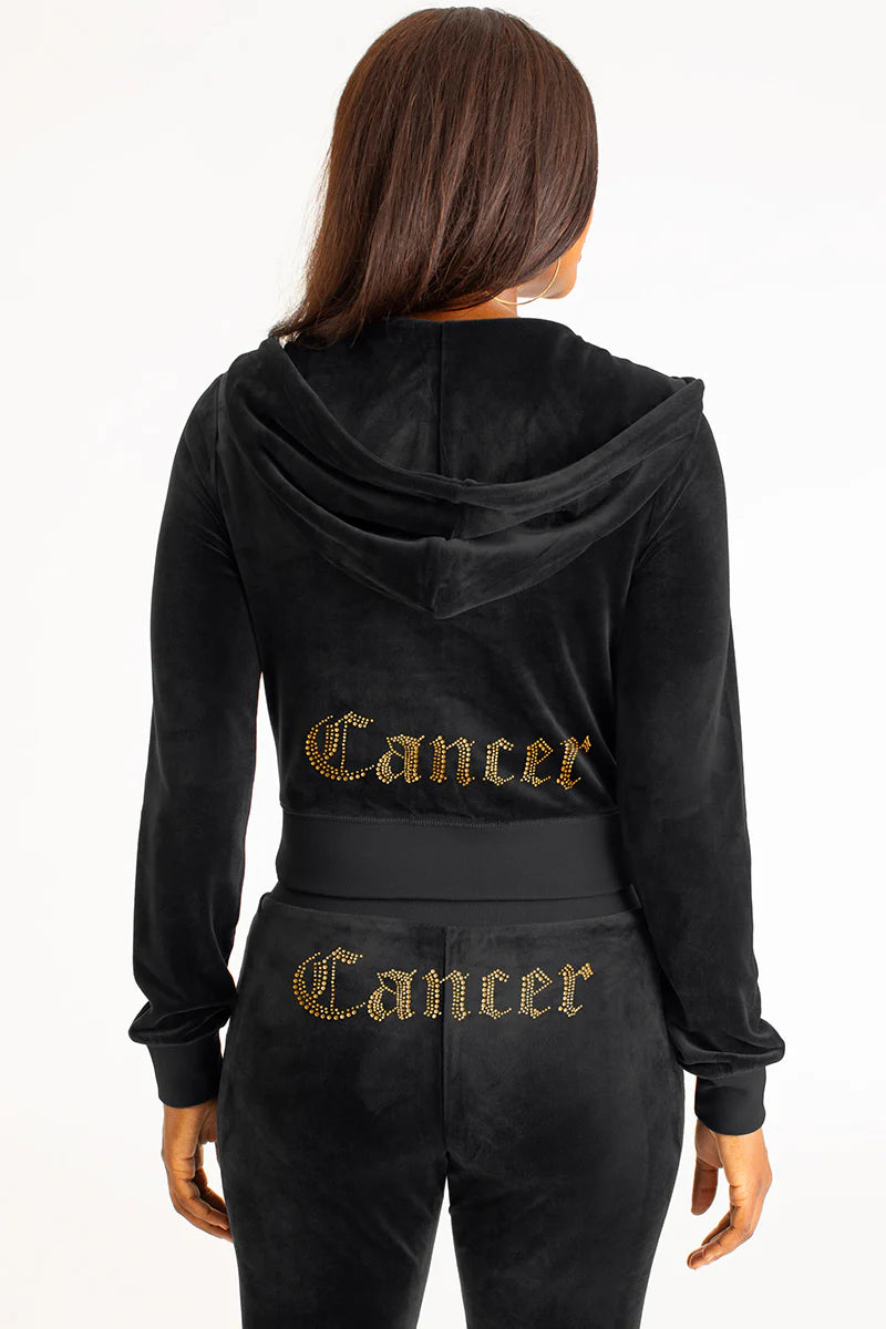 Cancer Customizable Big Bling Velour Rhinestone Hoodie & Trouser