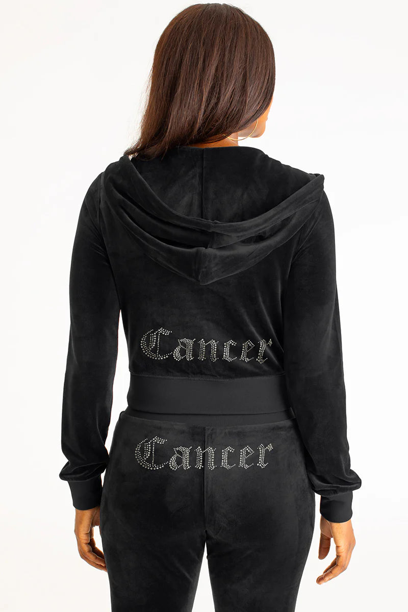 Cancer Customizable Big Bling Velour Rhinestone Hoodie & Trouser