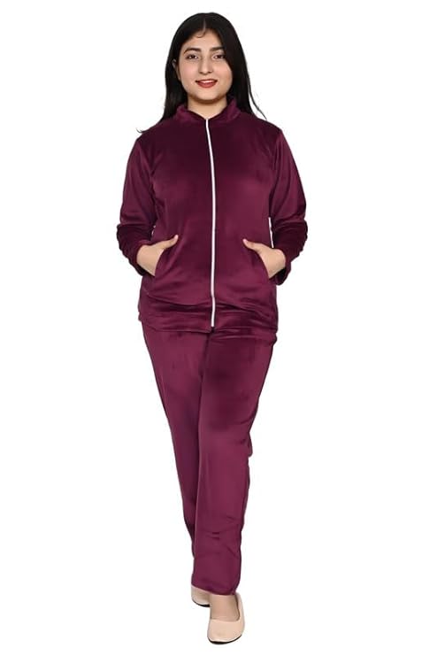 FASHIOFFLY Girls/Women Solid super soft jacket & Trouser set tracksuit/nightsuit