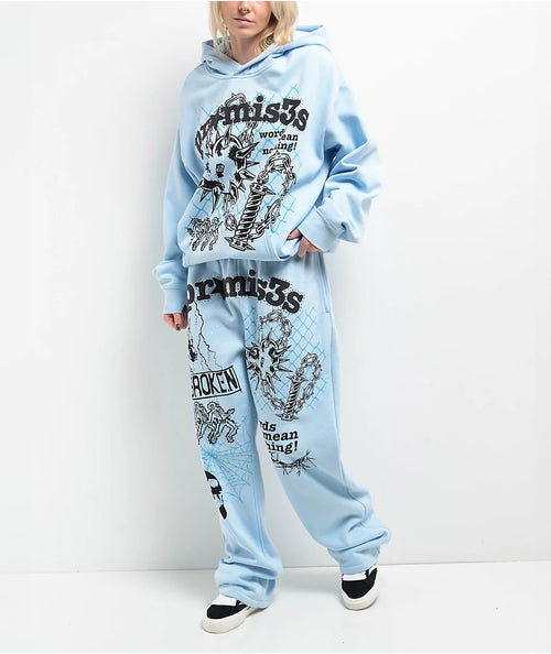 Broken Promises Pain & Pleasure Blue Rhinestone Tracksuit