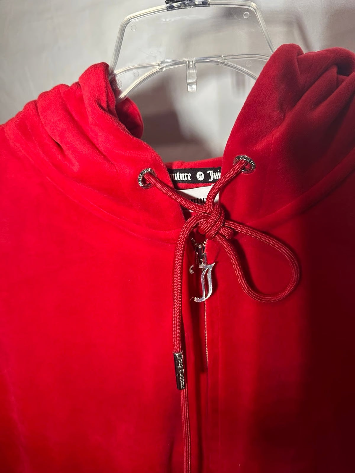 Juicy Couture Velour Red Rhinestone Tracksuit HOODIE ONLY Womans Extra Large