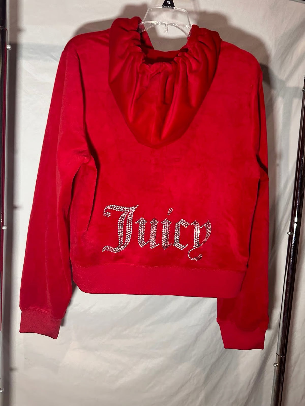 Juicy Couture Velour Red Rhinestone Tracksuit HOODIE ONLY Womans Extra Large
