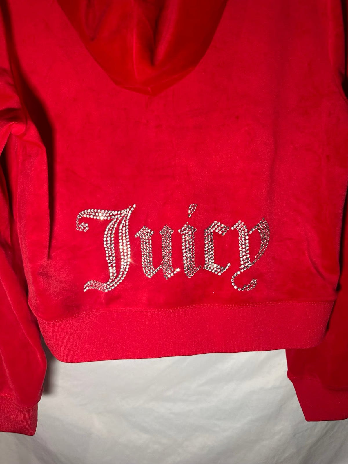 Juicy Couture Velour Red Rhinestone Tracksuit HOODIE ONLY Womans Extra Large