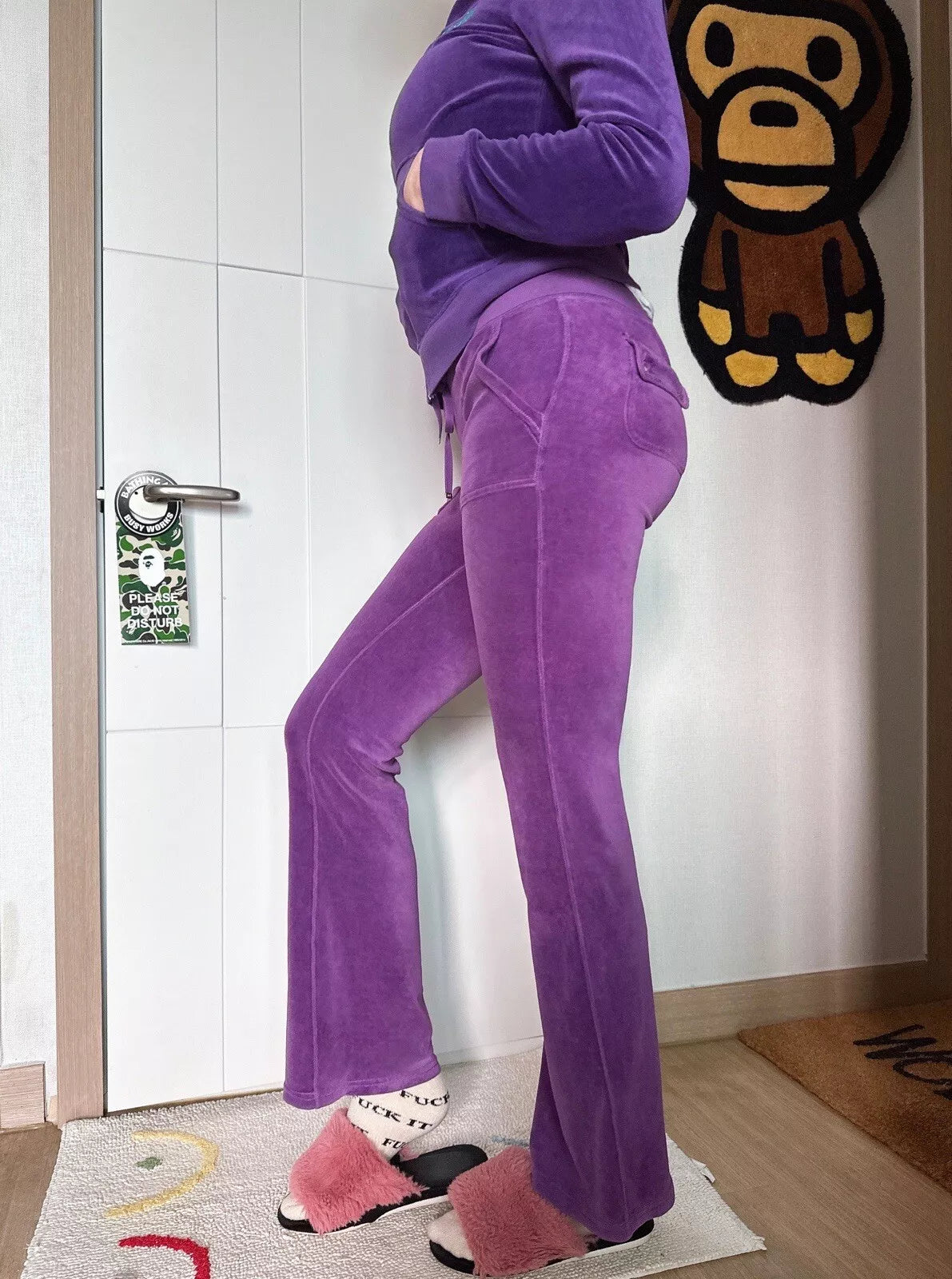 Juicy Couture Track Pants Adult Purple Tracksuit Low Rise Butt Pocket